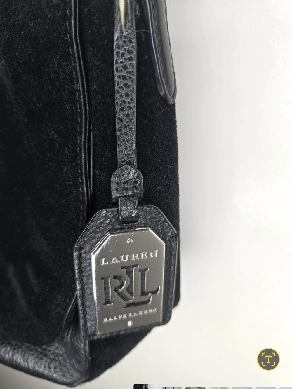 Lauren Ralph Lauren Black Leathet & Suede Crossbody Bag
